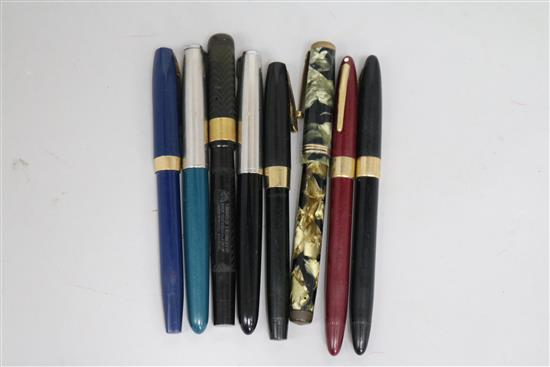 A quantity of fountain pens